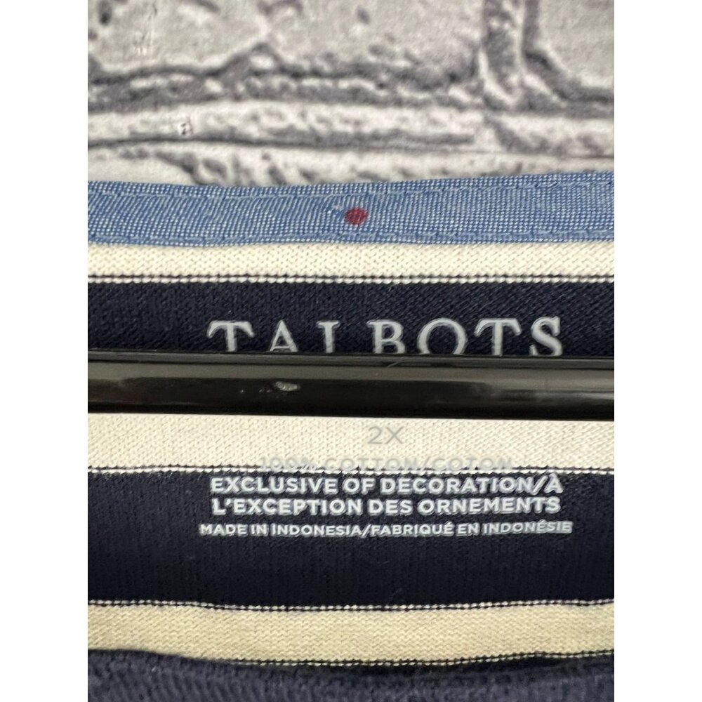 Talbots Womens Multicolor Striped Boatneck Cotton Top Size 2X NWT - Picture 8 of 9